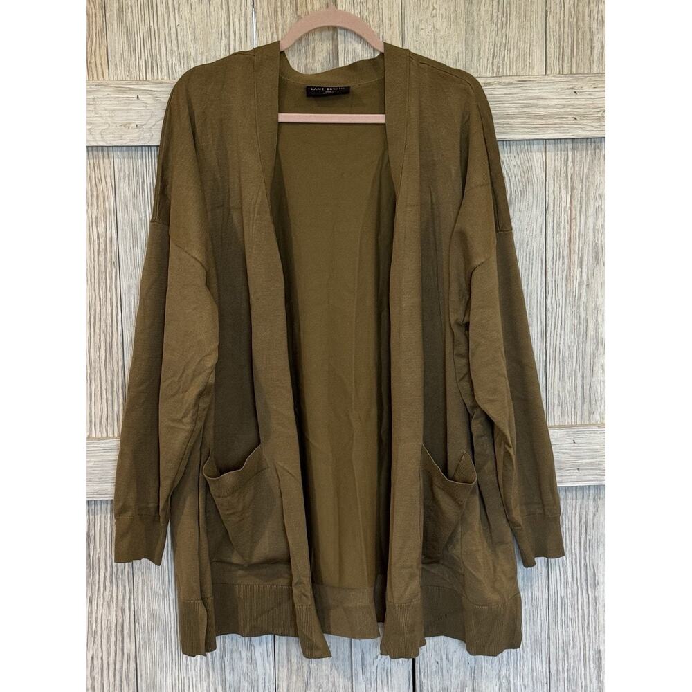 Lane Bryant Olive Green Cardigan Sweater Size 26/28 Open Cardigan